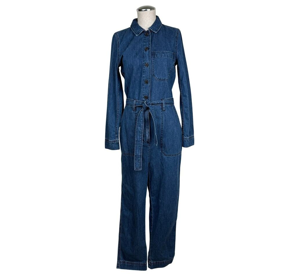 Point Sur by J.Crew Denim Jumpsuit Cotton Belted Size 2 Workwear Utility Casual